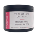 Mbodi 6 oz soy candle ‘Passionate Nights’ in metal tin with pink label designed for a warm, intimate mood