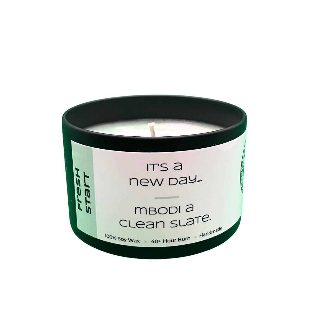 Fresh Start Candle 6oz with lid off