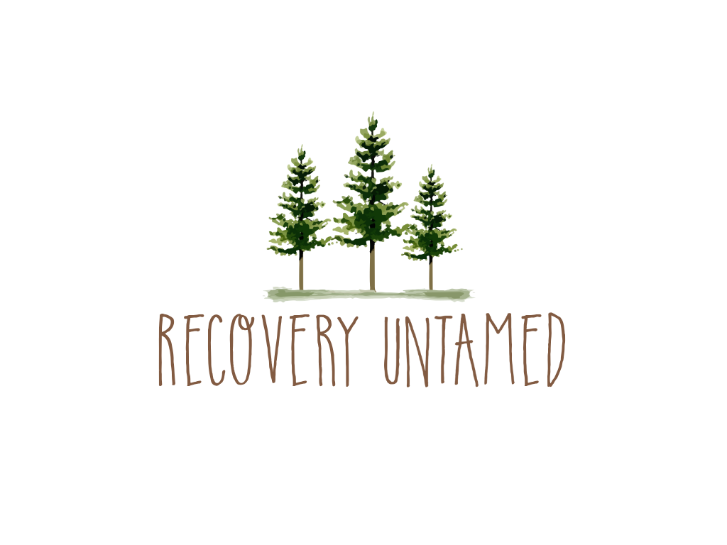 Three trees with as recovery untamed logo with text on a white background