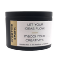 Mbodi 6 oz soy candle ‘Creative Spark’ in metal tin with minimal label, crafted for an inspired, focused, and imaginative environment