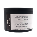 Mbodi 6 oz soy candle ‘My Corner’ in metal tin with minimal label, crafted for a intimate and grounded personal environment