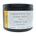 Yellow and white label for Pregame Pulse that says "A beginning to a good night. Mbodi the Rythm" House Playlist is attached
