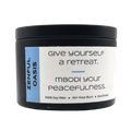 Mbodi 6 oz soy candle ‘Zenful Oasis’ in metal tin with minimal label, crafted for a serene, balanced, and restorative environment